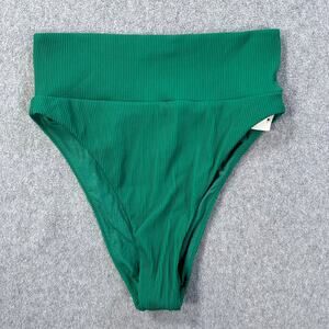 Aerie High Cut Cheeky Bikini Swim Bottom Size X-Small Ribbed Green New